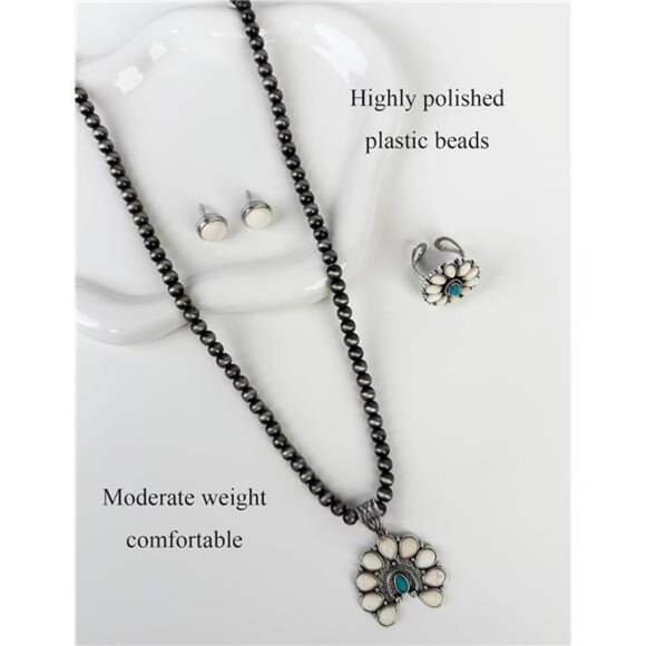 Navajo Pearl Necklace Western Jewelry Set for Women Turquoise Necklace Bohemian - Picture 4 of 6